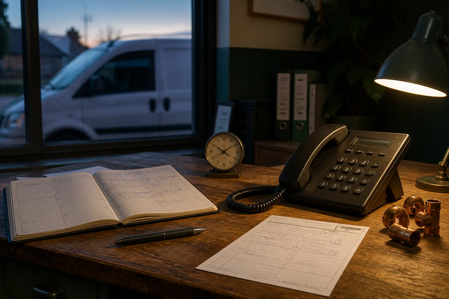 Service business owner reviewing missed-call recovery notes